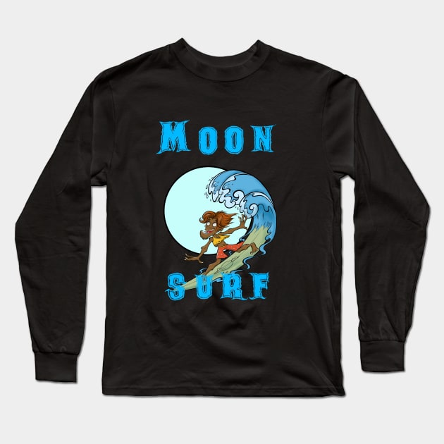 Moon Surf Long Sleeve T-Shirt by CarmoStudio